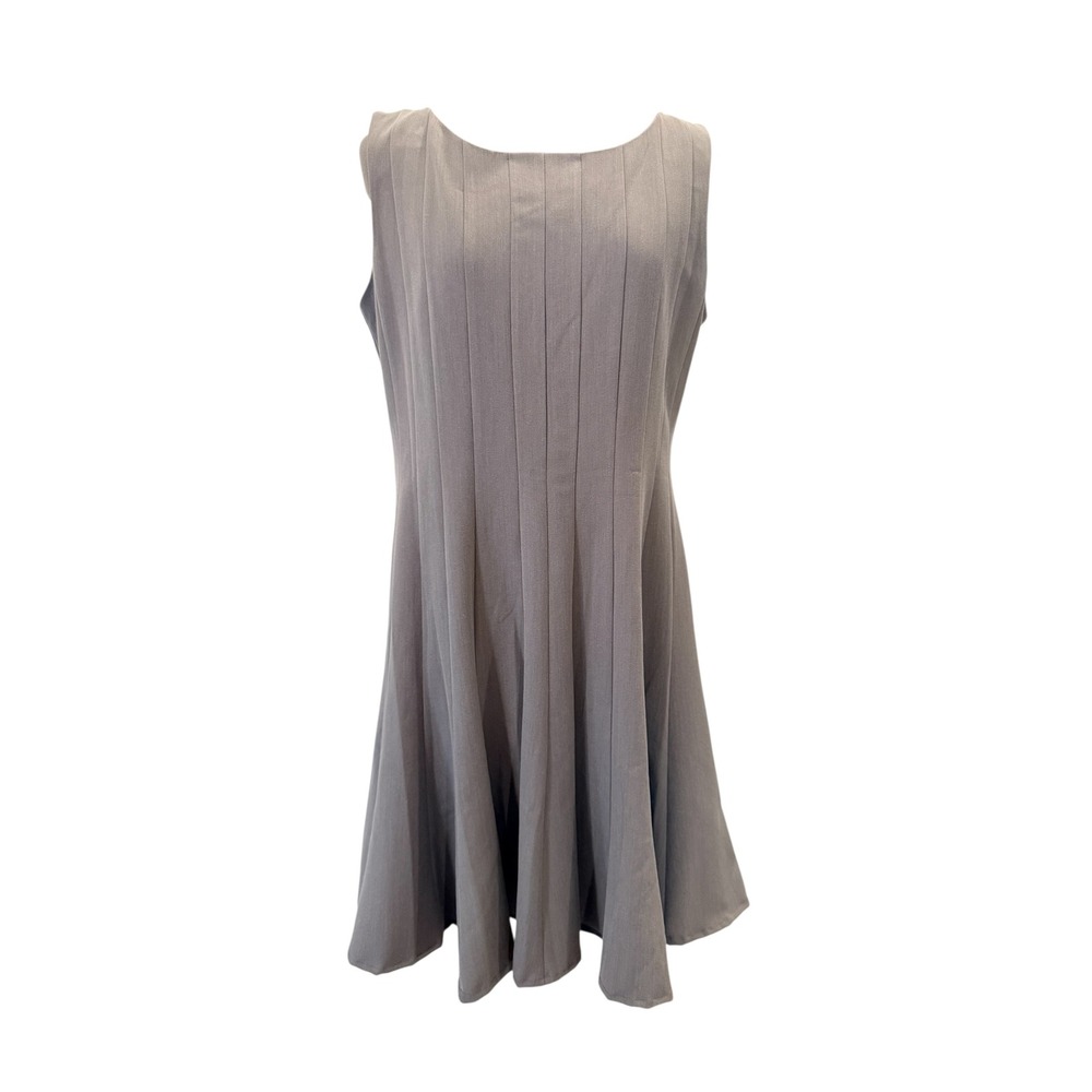 R&M‎ Richards Womens Gray Pintuck Pleated Fit & Flare Dress Size 14 Sleeveless